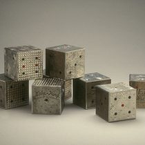 Dice, 1996 Embossed and Printed Tin Over Wood Each block is 3